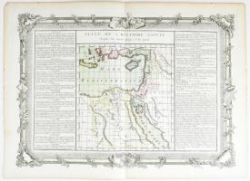 Brion de la Tour, Louise (1743-1830): Suite De L&#039;Histoire-Sainte Depuis L&#039;An 3976 Jusqu&#039;? l&#039;An 4000 - A Szentföld és Ciprus térképe. Megjelent: Atlas général et élémentaire pour l&#039;Etude de la géographie et de l&#039;histoire moderne di Louis Brion de la Tour, 1766.. Színezett rézmetszet 535x380 mm / Colored map of the Holy Land and Cyprus.