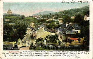 1906 Selmecbánya, Schemnitz, Banská Stiavnica; látkép. Joerges özv. és fia kiadása / general view (ázott sarkak / wet corners)