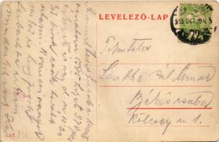 1915 Budapest III. Óbuda, Fő tér, villamos, Takarékpénztár, Reb Károly üzlete (EK)