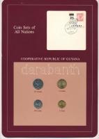 Guyana 1982-1985. 1c-25c (4xklf), Coin Sets of All Nations forgalmi szett felbélyegzett kartonlapon T:UNC kis patina Guyana 1982-1985. 1 Cent - 25 Cents (4xdiff) Coin Sets of All Nations coin set on cardboard with stamp C:UNC small patina