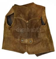 Bőr vadászmellény, szaru gombokkal, 48-as méret, jó állapotban