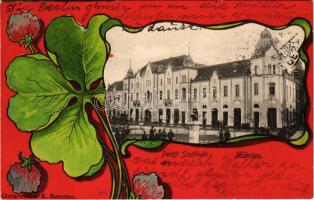 1902 Szentes, Petőfi szálloda. Untermüller E. kiadása, Art Nouveau, floral, litho (EK)