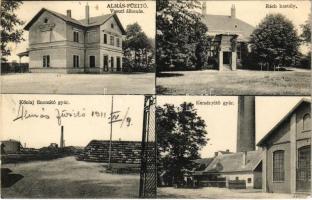 1911 Almásfüzitő (Komárom), vasútállomás, Rách kastély, keményítő és kőolaj finomító gyár (EK)