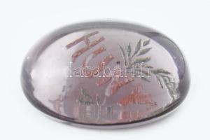 cca 1930 "Hunyadi János" keserűvíz reklámos levélnehezék, kopott, karcolásokkal, d: 8 cm