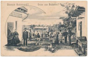 1923 Budaörs, gazdaság udvara tehenekkel (EK)