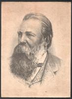 Jelzés nélkül: Friedrich Engels portréja. Nyomat, karton, kissé foltos, 32,5x24 cm