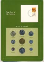 Izrael ~1980-1985. 1a-100Sh (9xklf), Coin Sets of All Nations forgalmi szett felbélyegzett kartonlapon T:UNC patina Israel ~1980-1985. 1 Agorot - 100 Sheqalim (9xdiff) Coin Sets of All Nations coin set on cardboard with stamp C:UNC patina