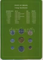 Izrael ~1980-1985. 1a-100Sh (9xklf), "Coin Sets of All Nations" forgalmi szett felbélyegze...