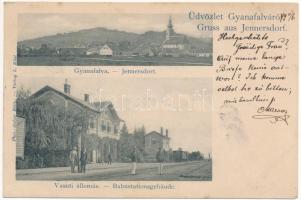 1899 (Vorläufer) Gyanafalva, Jennersdorf; vasútállomás. Phot. Atelier Betty, Verlag L. Kögl / Bahnstationsgebäude / railway station (EK)