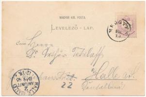 1896 (Vorläufer) Medgyes, Mediasch, Medias; Evang. Turnhalle, Hauptfront des Marktplatzes, Schützenh...