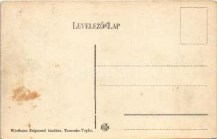 Trencsénteplic, Trencianske Teplice; Kossuth Lajos utca, Rehák Stefánia kávéház, Messinger kávéháza ...