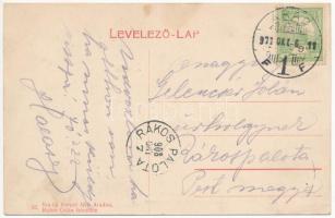 1908 Arad, Andrássy tér, Neuman Palota, autóbusz (rajta Scheiber Lajos vasúti étterme és a Hungária ...