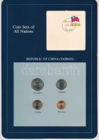 Tajvan ~1980-1985. 50c-10D (4xklf), "Coin Sets of All Nations" forgalmi szett felbélyegzett kartonlapon T:UNC Taiwan ~1980-1985. 50 Cents - 10 Dollars (4xdiff) "Coin Sets of All Nations" coin set on cardboard with stamp C:UNC