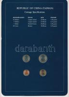 Tajvan ~1980-1985. 50c-10D (4xklf), "Coin Sets of All Nations" forgalmi szett felbélyegzet...