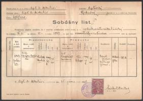 1938 Házassági anyakönyvi kivonat szlovák nyelven Liptó-Szentmiklósról, belül szlovák okmánybélyeggel, kívül magyar 30f okmánybélyeggel