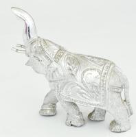 Öntött fém elefánt szobor. Kopással, m: 16 cm