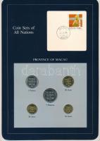 Makaó 1982. 10a - 5P (5xklf), "Coin Sets of All Nations" forgalmi szett felbélyegzett kartonlapon T:UNC  Macau 1982. 10 Avos - 5 Patacas (5xdiff) "Coin Sets of All Nations" coin set on cardboard with stamp C:UNC