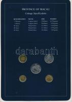 Makaó 1982. 10a - 5P (5xklf), "Coin Sets of All Nations" forgalmi szett felbélyegzett kart...