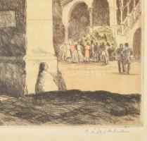 Zádor István (1882-1963): A sárospataki vár bejárata (festő a szabdban). Rézkarc, papír, jelzett, la...