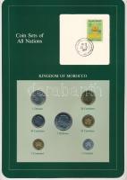 Marokkó 1974-1980. 1c-5D (7xklf), Coin Sets of All Nations forgalmi szett felbélyegzett kartonlapon T:UNC Morocco 1974-1980. 1 Centime - 5 Dirhams (7xdiff) Coin Sets of All Nations coin set on cardboard with stamp C:UNC