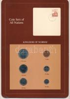 Norvégia 1981-1982. 5ö-5K (6xklf), Coin Sets of All Nations forgalmi szett felbélyegzett kartonlapon T:UNC Norway 1981-1982. 5 Öre - 5 Kroner (6xdiff) Coin Sets of All Nations coin set on cardboard with stamp C:UNC