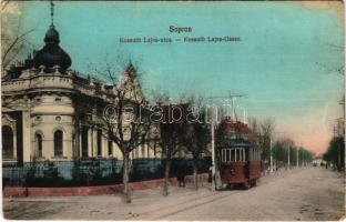 1911 Sopron, Kossuth Lajos utca, villamos. Breuer D. kiadása (EK)