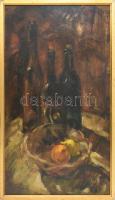 Basch jelzéssel: Csendélet. Olaj, farost, fakeretben. 75x42 cm