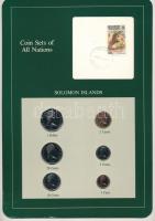 Salamon-szigetek 1979-1981. 1c - 1D (6xklf), "Coin Sets of All Nations" forgalmi szett felbélyegzett kartonlapon T:UNC Solomon Islands 1979-1981. 1 Cent - 1 Dollar (6xdiff) "Coin Sets of All Nations" coin set on cardboard with stamp C:UNC