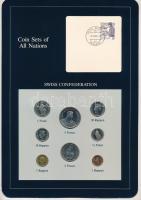 Svájc 1982-1985. 1r-5Fr (8xklf), Coin Sets of All Nations forgalmi szett felbélyegzett kartonlapon T:UNC Switzerland 1982-1985. 1 Rappen - 5 Francs (8xdiff) Coin Sets of All Nations coin set on cardboard with stamp C:UNC