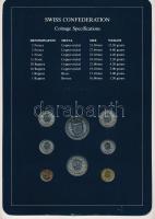 Svájc 1982-1985. 1r-5Fr (8xklf), "Coin Sets of All Nations" forgalmi szett felbélyegzett k...