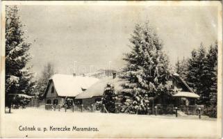 1914 Csónak, Conok (Kerecke, Kerecki, Kerezky, Keretsky / Máramaros); elpusztult település, Gróf Bokrovszka Teréz kastélya télen / castle in winter (r)