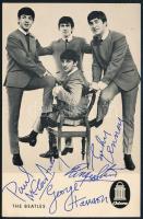 A Beatles együttest ábrázoló reklám kép, rajta az együttes tagjainak nyomtatott aláírásával