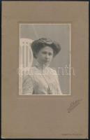 cca 1910 Debrecen, Letzter fényképész műtermében készült, jelzett vintage, keményhátú fotó, ezüst zselatinos fotópapíron, felirata szerint Rácz Erzsébet portréja, kisebb hibákkal, 28x17,8 cm