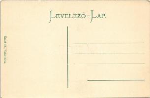 Szászváros, Broos, Orastie; utcaképek, népviseletek, H. Graef üzlete és saját kiadása / streets, fol...