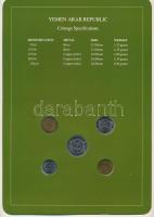 Jemen 1974-1985. 5f-1R (5xklf), "Coin Sets of All Nations" forgalmi szett felbélyegzett ka...