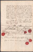 1791 Kőrőshegyi, Szóládi, Kereki földek eladásáról szóló magyar nyelvű szerződés aláírásokkal viaszp...