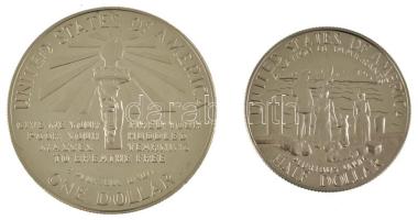 Amerikai Egyesült Államok 1986S 1/2$ Cu-Ni "Bevándorlók Nemzete" + 1$ Ag "Szabadság-s...