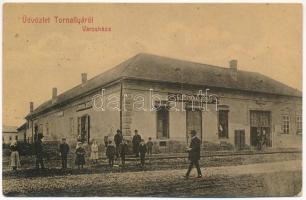 1908 Tornalja, Tornallya, Safárikovo, Tornala; Városháza, Glücksthal József üzlete / town hall, shop (fl)