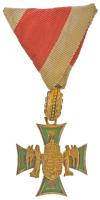 1923. I. Osztályú Tiszti Szolgálati Jel aranyozott bronz kitüntetés eredeti kopottas mellszalaggal T:AU,XF / Hungary 1923. Officers Distinction for Long Service, 1st Class gilt bronze decoration with worn, faded ribbon C:AU,XF  NMK 346.: