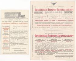 Vaterländische Transport Aktiengesellschaft. Budapest V. Váci út 6. / Fatherland Transport Corporation - 3 db RÉGI reklám képeslap / 3 pre-1945 advertisement postcards