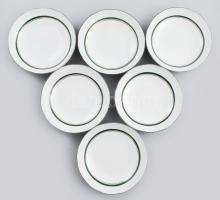 Herendi zöld-fehér-arany mintás porcelán teás csésze készlet. 6 db csésze, aljjal. Kézzel festett, j...