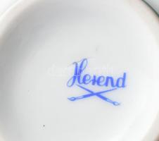 Herendi zöld-fehér-arany mintás porcelán teás csésze készlet. 6 db csésze, aljjal. Kézzel festett, j...