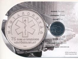 2023. 50Ft Cu-Ni "75 éves az Országos Mentőszolgálat" forgalmi emlékérme "Mentőautók ...