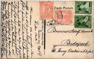 1929 Feketehalom, Zeiden, Codlea; Marktplatz / Piactér, templom. Hans Christel kiadása / market squa...