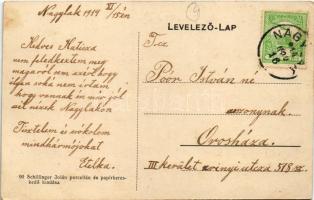 1914 Nagylak, Nadlac; Evangélikus templom, Takarékpénztár. Schillinger Jolán kiadása / Lutheran chur...