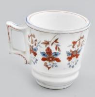 Antik Oblatt J(úlia) Hódmezővásárhely jelzett vastagüveg bögre, kopással, m: 8 cm