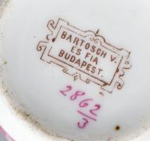 Bartosch V. és Fiai Budapest jelzett vastagüveg bögre, kopással, m: 6 cm