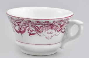 Bartosch V. és Fiai Budapest jelzett vastagüveg bögre, kopással, m: 6 cm