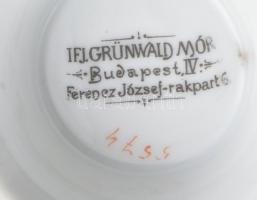 Ifj. Grünwald Mór Budapest porcelán csésze, kézzel festett, jelzett, kopással, m: 8 cm