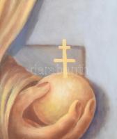 László Elemér (1931-2022): Szent István. Olaj, farost, jelzett. 70x50 cm Fakeretben